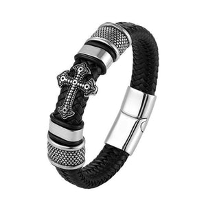 Handmade Stainless Steel Cross Bracelet LKO Official Store Black 17cm 