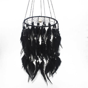 Feather Chandelier style Dreamcatcher Wind Chimes & Hanging Decorations Jennifer's treasures Black 