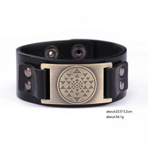 Sri Yantra Leather Bracelet Dawapara Official Store Black bronze 