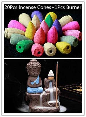 Little Buddha Incense Burner (20 FREE Cones) Incense & Incense Burners Alivipseller Blue 