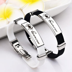 Stylish 12 Constellations Stainless Steel Bracelets Charm Bracelets liujun Official Store Cancer White 