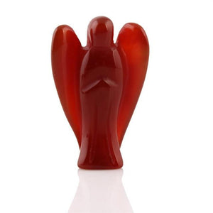 Natural Stone Carved Angel Healing Crystal Figurines & Miniatures YWG Store Carnelian 