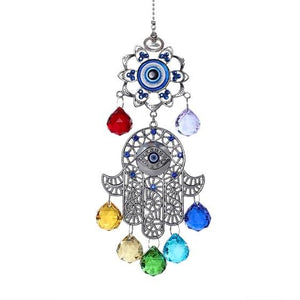 Chakra Energy Suncatcher Hamsa Hand of Fatima Wind Chimes & Hanging Decorations H&D Crystal 1 Chakra 