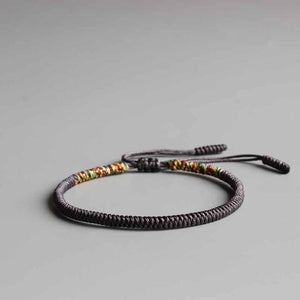 Tibetan Buddhist Handmade Knots Lucky Rope Braided Happiness Set Chain & Link Bracelets Eastisan Store Deep Grey 