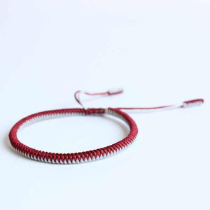 Tibetan Buddhist Handmade Knots Lucky Rope Bracelet Wisdom Set Chain & Link Bracelets Eastisan Store Deep red mix silver 