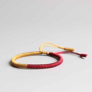 Tibetan Buddhist Braided Luck Knots Bracelet Peace Set Chain & Link Bracelets Eastisan Store Deep Red MultiGolden 