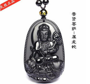 All Natural Black Polished Obsidian Carved Buddha Pendants RongDe Store E 