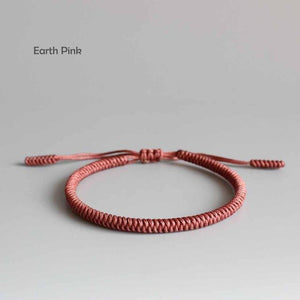Tibetan Buddhist Braided Lucky Knots Rope Bracelet Calming Set Eastisan Store Earth pink 