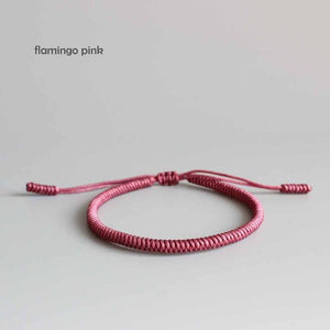 Tibetan Buddhist Braided Lucky Knots Rope Bracelet Calming Set Eastisan Store Flamingo pink 