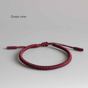 Tibetan Buddhist Braided Lucky Knots Rope Bracelet Calming Set Eastisan Store Grape wine 