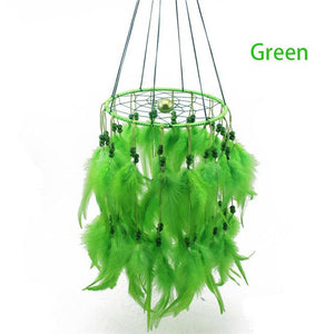 Feather Chandelier style Dreamcatcher Wind Chimes & Hanging Decorations Jennifer's treasures Green 