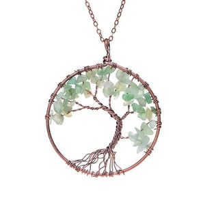 7 Chakra Tree Of Life Pendant Necklace Pendant Necklaces sedmart Official Store Green aventurine 