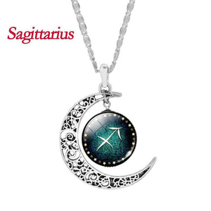 Crescent Moon Zodiac Necklace Pendant Necklaces There Sagittarius 