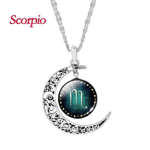 Crescent Moon Zodiac Necklace Pendant Necklaces There Scorpio 