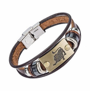 12 Constellation Leather Multi layer Bracelets Charm Bracelets Xinyao Official Store LEO 