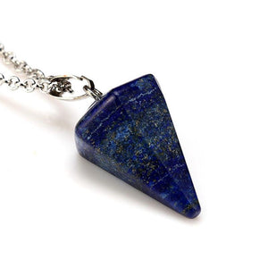 Natural Stone Cone Necklace Pendant Necklaces Vivian's Wholesale Store Lapis Lazuli 