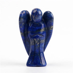 Natural Stone Carved Angel Healing Crystal Figurines & Miniatures YWG Store Lapis 