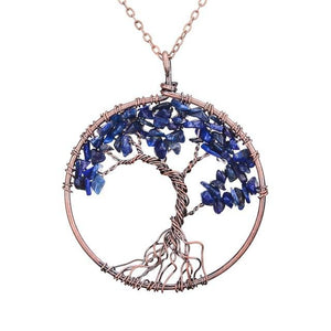 7 Chakra Tree Of Life Pendant Necklace Pendant Necklaces sedmart Official Store Lapis lazuli 
