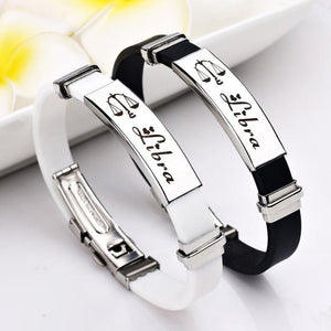 Stylish 12 Constellations Stainless Steel Bracelets Charm Bracelets liujun Official Store Libra White 