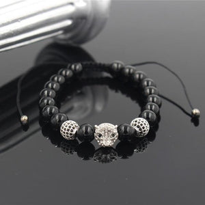 Leopard Head Onyx Stone Bracelet Charm Bracelets World in Box 2 