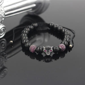 Leopard Head Onyx Stone Bracelet Charm Bracelets World in Box 3 