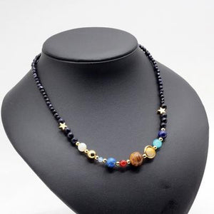 Galaxy and Solar System Natural Stone Necklace SPARK JEWELRY FACTORY Default Title 