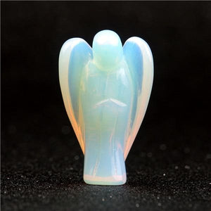 Natural Stone Carved Angel Healing Crystal Figurines & Miniatures YWG Store Opalite 