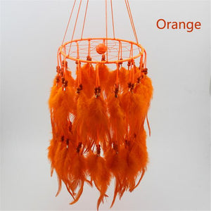 Feather Chandelier style Dreamcatcher Wind Chimes & Hanging Decorations Jennifer's treasures Orange 