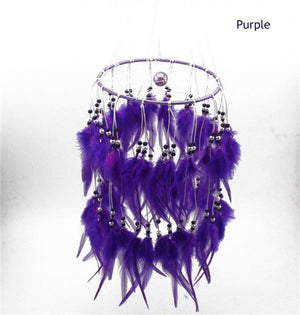 Feather Chandelier style Dreamcatcher Wind Chimes & Hanging Decorations Jennifer's treasures Purple 