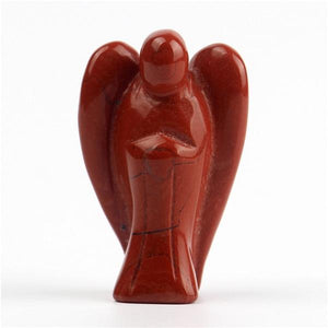 Natural Stone Carved Angel Healing Crystal Figurines & Miniatures YWG Store Red Jasper 
