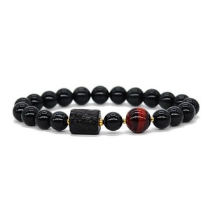 Black Obsidian and Tiger Eye Stone Bracelet Reikinn Store Red Tiger Eye 8mm wrist size 15to16cm 