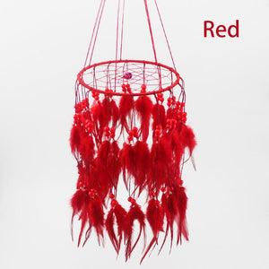 Feather Chandelier style Dreamcatcher Wind Chimes & Hanging Decorations Jennifer's treasures Red 