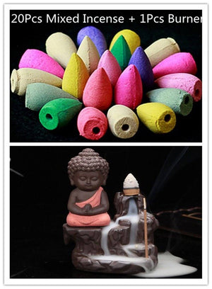 Little Buddha Incense Burner (20 FREE Cones) Incense & Incense Burners Alivipseller Red 