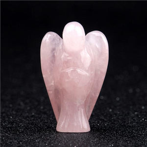 Natural Stone Carved Angel Healing Crystal Figurines & Miniatures YWG Store Rose Quartz 