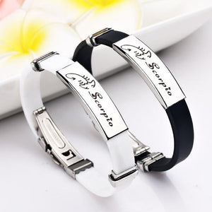 Stylish 12 Constellations Stainless Steel Bracelets Charm Bracelets liujun Official Store Scorpio White 