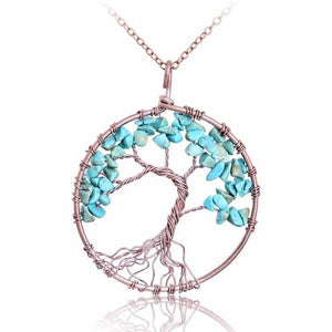 7 Chakra Tree Of Life Pendant Necklace Pendant Necklaces sedmart Official Store Turquoise 