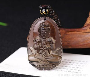 Natural Ice Black Obsidian Carved Buddha Necklace JINJIAHUI FOREIGN TRADE CO.,LTD 1 