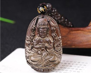 Natural Ice Black Obsidian Carved Buddha Necklace JINJIAHUI FOREIGN TRADE CO.,LTD 8 