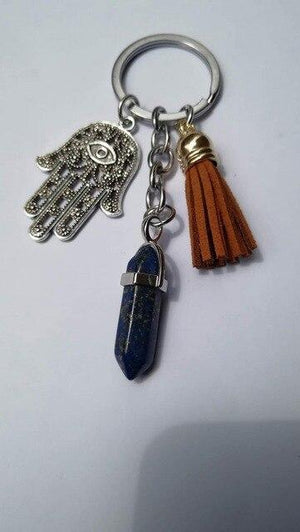 Healing Crystals and Hand of Fatima Keychain Key Chains Global Sourcing Union blue 