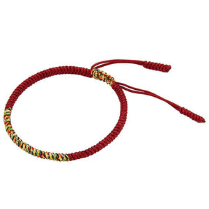 Handmade Tibetan Lucky Knots Bracelets Aura Set Modeschmuck Store Deep Red 