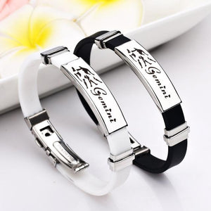 Stylish 12 Constellations Stainless Steel Bracelets Charm Bracelets liujun Official Store gemini White 