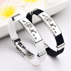 Stylish 12 Constellations Stainless Steel Bracelets Charm Bracelets liujun Official Store leo White 