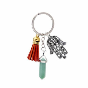 Healing Crystals and Hand of Fatima Keychain Key Chains Global Sourcing Union light green 