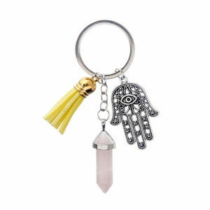 Healing Crystals and Hand of Fatima Keychain Key Chains Global Sourcing Union pink 