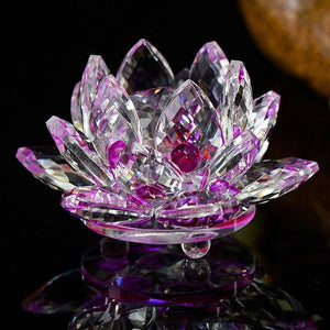 Feng Shui Crystal Lotus Flower Figurines & Miniatures HC Arts&Crafts Store Purple 