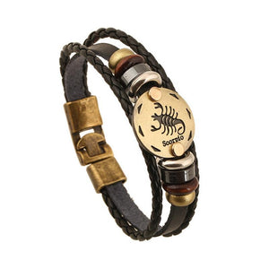 Unique Zodiac Constellation Leather Bronze Bracelet Charm Bracelets zenshopworld Scorpio 