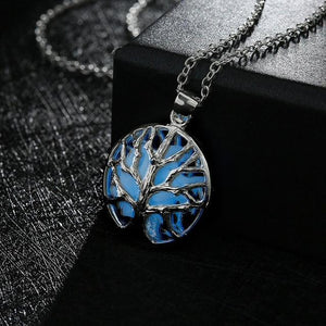 Glow in the Dark Tree of Life Necklace Pendant Necklaces Cypris Jewellery Franchised store Blue 