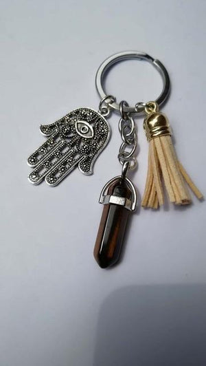 Healing Crystals and Hand of Fatima Keychain Key Chains Global Sourcing Union tiger stone 