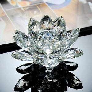 Feng Shui Crystal Lotus Flower Figurines & Miniatures HC Arts&Crafts Store Transparent 