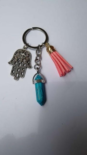 Healing Crystals and Hand of Fatima Keychain Key Chains Global Sourcing Union turquoise 